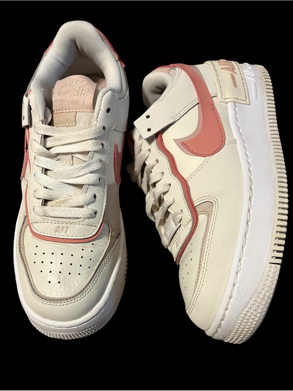 Nike Air Force 1 Low Cream with Coral Swoosh